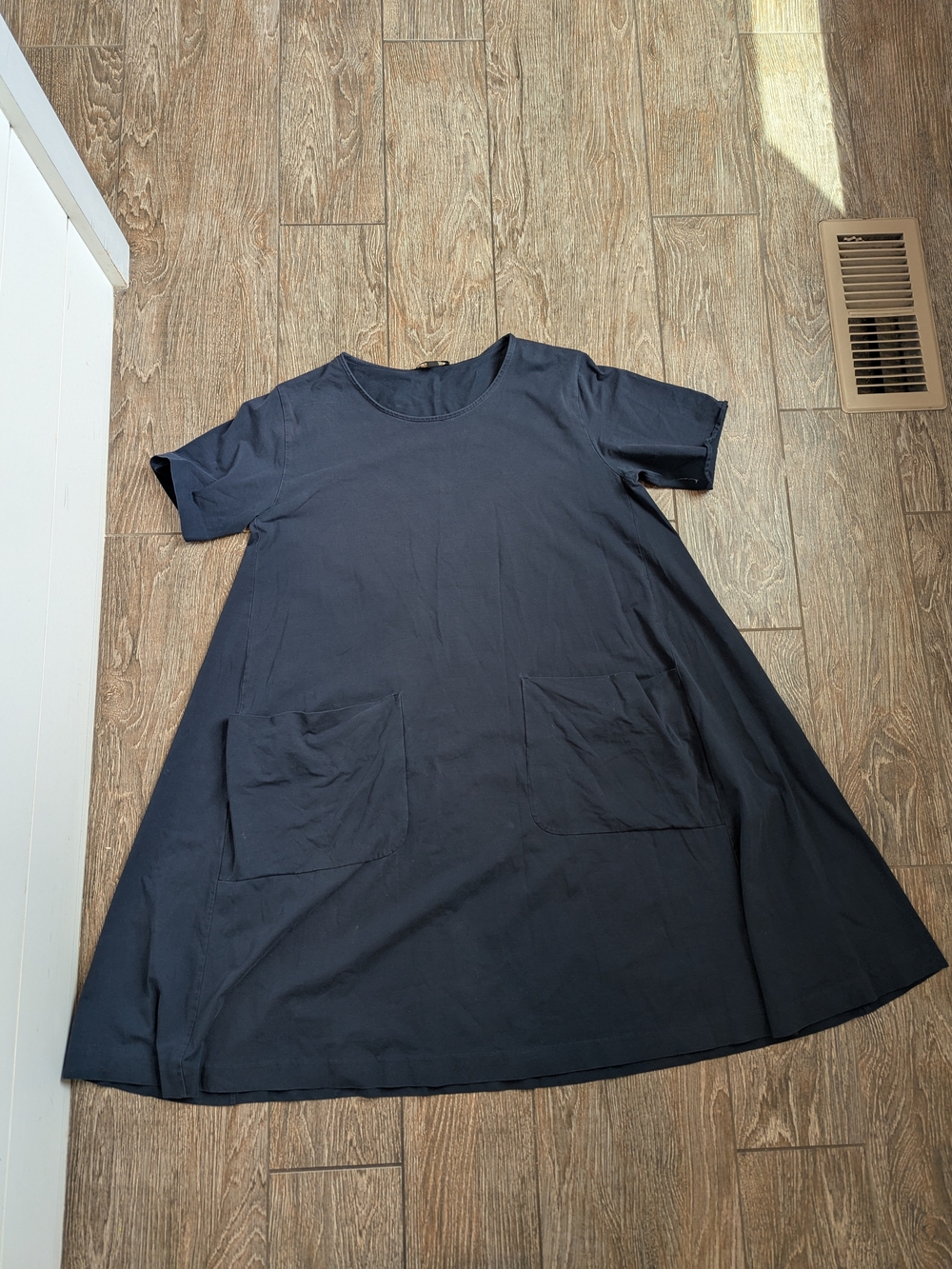 COS Navy A-line Trapeze Swing Jersey Dress With Pockets Large Cotton